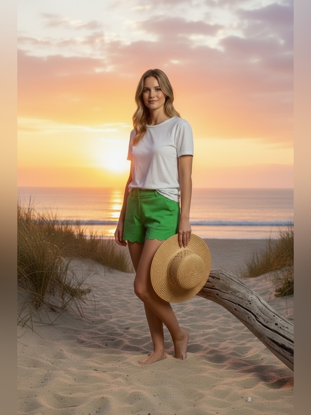 J. Crew Bright Green Scallop-Hem High Waist Shorts - Picture 5 of 8